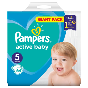 PAMPERS Active Baby Giant Pack S5 vel.5 Dětské pleny 11-16 kg  64 ks