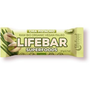 LIFEFOOD Lifebar Superfoods tyčinka pistáciová s chia RAW BIO 47 g