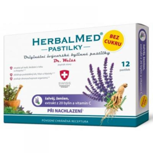 DR. WEISS HerbalMed pastilky bez cukru Šalvěj + ženšen + vitamín C