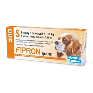 BIOVETA Fipron 67 mg Spot-on Dog S 1x0,67 ml (pes 2-10 kg)