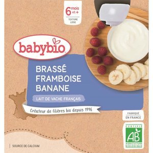 BABYBIO Mléčný dezert malina banán od 6.měsíce 4x 85 g
