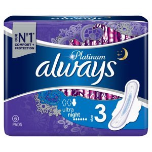 ALWAYS Platinum Night vel.4 Hygienické vložky s křidélky 6 ks