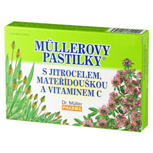 DR. MÜLLER Müllerovy pastilky s jitrocelem, mateřídouškou a vitaminem C 12 ks