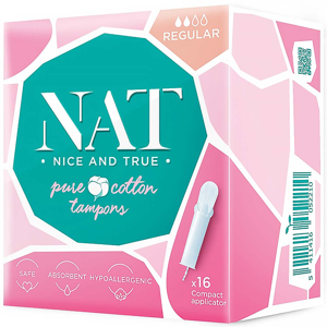 NAT nice & true Tampony z organické bavlny – s aplikátorem – regular 16 ks