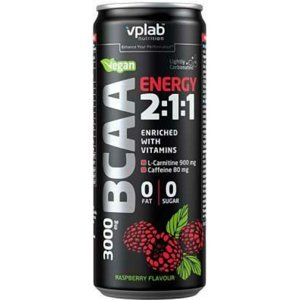 VPLab Energetický nápoj - Sycené BCAA s kofeinem, L-karnitinem a vitamíny, malinová příchuť 330 ml