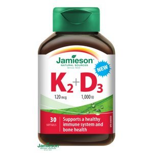 JAMIESON Vitamíny K2 120mcg a D3 1000 IU 30 kapslí