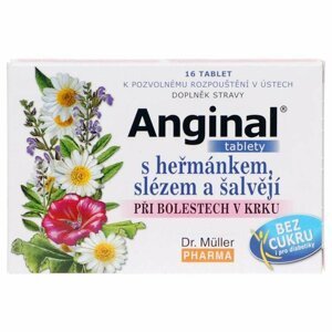 DR. MÜLLER Anginal tablety s heřmánkem, slézem a šalvějí 16 tablet