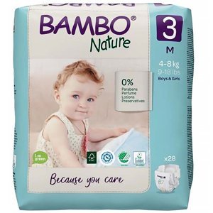 BAMBO Nature 3 Dětské plenkové kalhotky 4-8 kg 28 ks