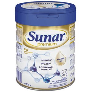 SUNAR Premium 3 pokračovací mléko od ukončeného 12. měsíce 700 g