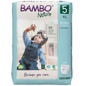 BAMBO Nature Pants 5 Navlékací treninkové plenkové kalhotky 12-18 kg 19 ks, poškozený obal
