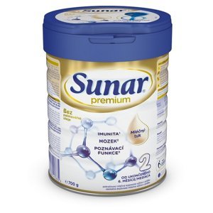 SUNAR Premium 2 pokračovací mléko od ukončeného 6 měsíce 700 g, poškozený obal