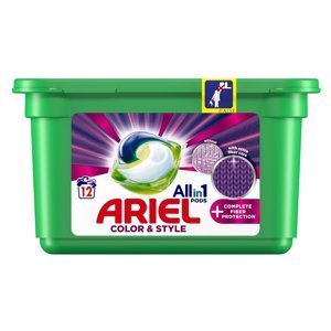ARIEL Allin1 Pods Color & Style + Complete Fiber Protection Kapsle na praní 12 pracích dávek