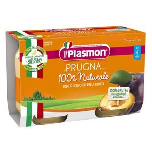 PLASMON Příkrm bezlepkový ovocný švestka 4m+ 2 x 104 g