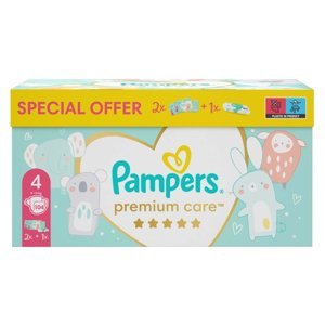 PAMPERS Toy Box Premium Care pleny 2 x S4 9-14 kg 104 ks + vlhčené ubrousky Pampers Aqua Pure, poškozený obal