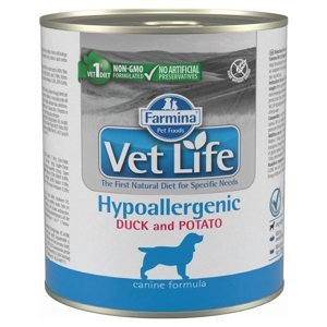 VET LIFE Natural Hypoaller Duck&Potato dog konzerva pro psy 300 g