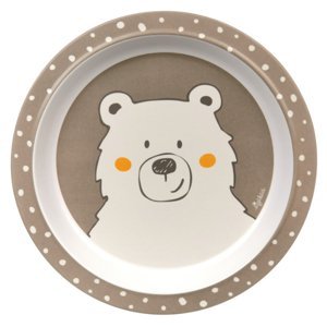 SIGIKID Melamin baby talířek Honi Boni Bear medvěd se silikonem 21,5 cm