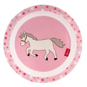 SIGIKID Melamin baby talířek Hoppe Dot kůň se silikonem 21,5 cm