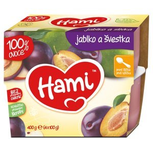 HAMI První lžička 100% ovoce Švestka a jablko od 4.měsíce 4x100 g